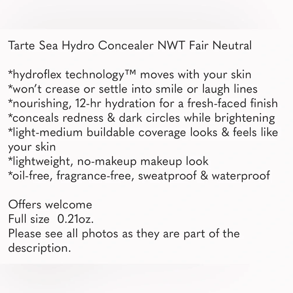 Tarte Sea Hydro Concealer NWT Fair Neutral